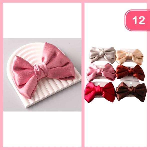 Wrinkled Silk Windsor Bow Clip (12 Units)