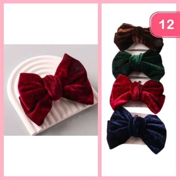 VELVET WINDSOR BOW CLIP (12 UNITS)