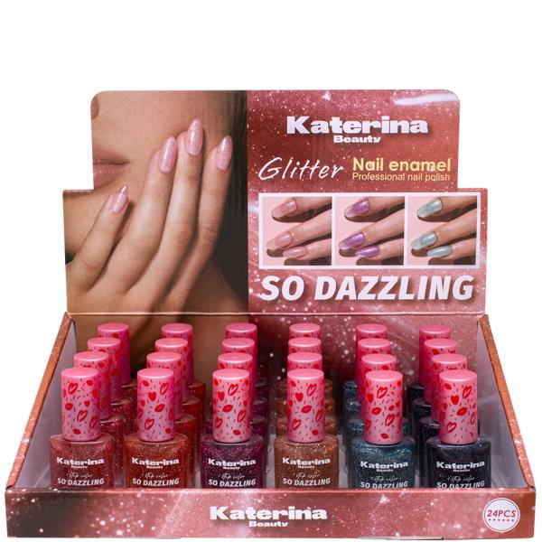 Katerina Beauty Glitter Nail Polish (24 Units)