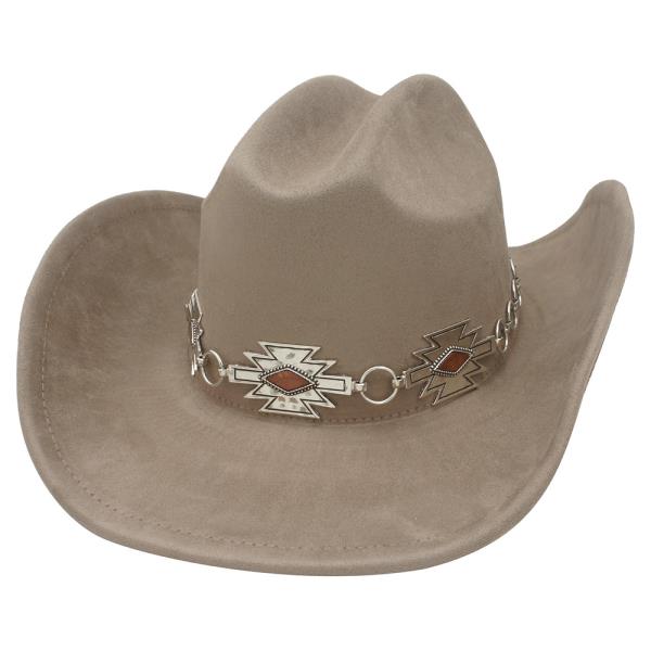 WESTERN AZTEC CONCHO BANDED COWBOY HAT