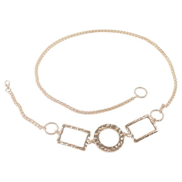 METAL HAMMERED CIRCLE RECTANGLE LINK CHAIN BELT