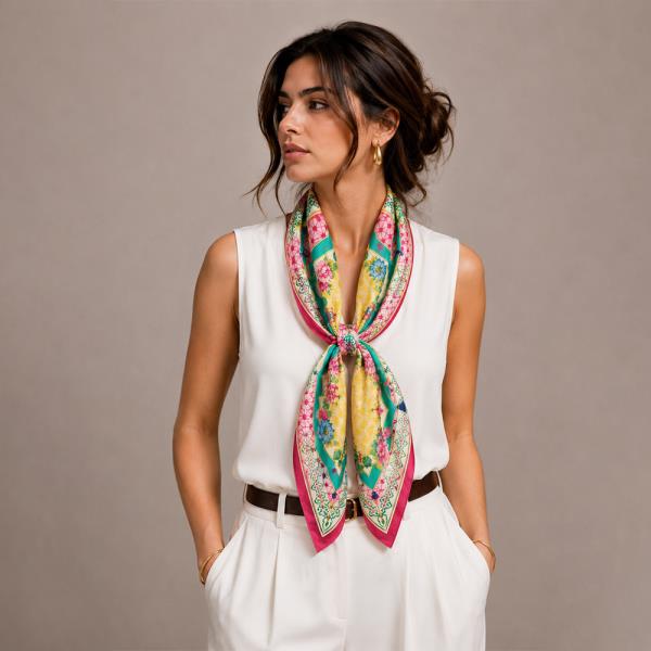 MAHJONG PRINT SQUARE SCARF