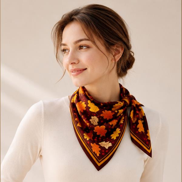 FALL LEAVES PRINT SQUARE SCARF