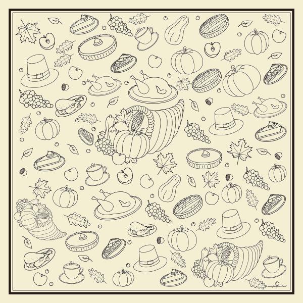 THANKSGIVING DINNER PRINT SQUARE SCARF