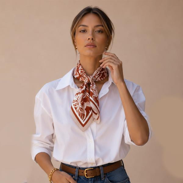 FLOWER PRINT SQUARE SCARF