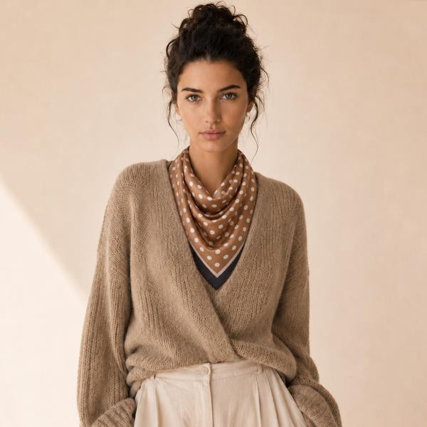 POLKA DOT PRINT SQUARE SCARF