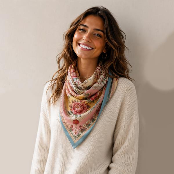 MAHJONG PRINT SQUARE SCARF