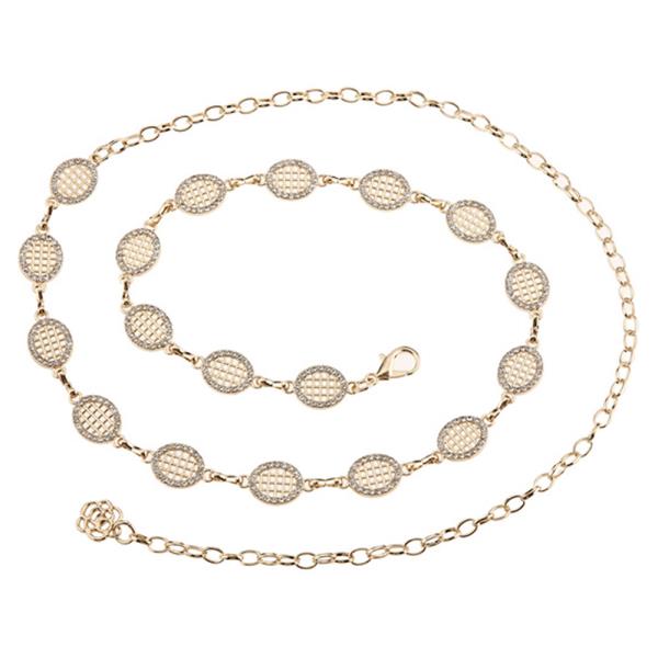 RHINESTONE ROUND LATTICE LINK CHAIN BELT
