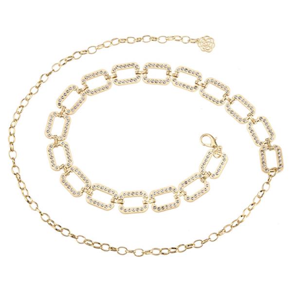 RHINESTONE RECTANGLE LINK CHAIN BELT