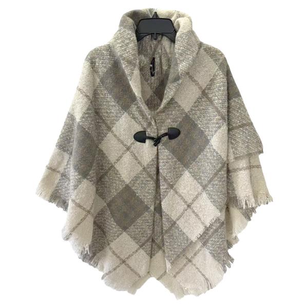 ARGYLE FRINGE TOGGLE CLOSURE PONCHO