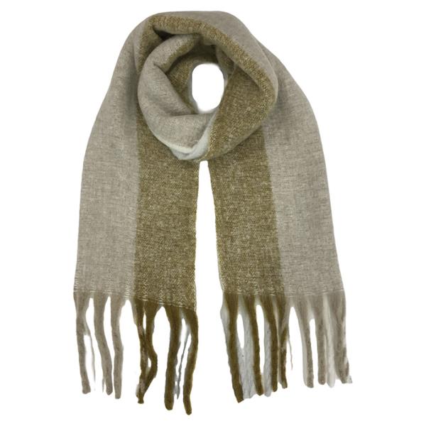COLOR BLOCK FRINGE SCARF