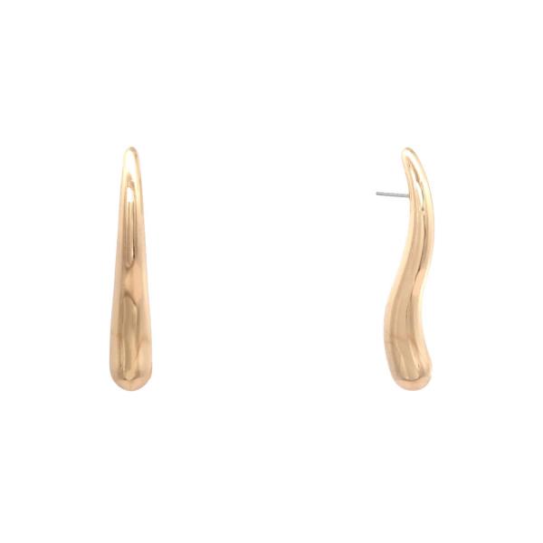 HYPOALLERGENIC METAL ELONGATED WAVY STUD EARRING