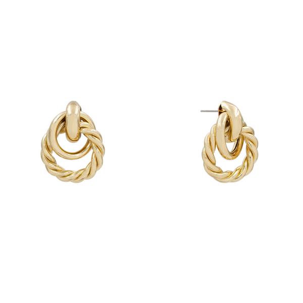 METAL TWISTED CIRCLE LINK DROP EARRING