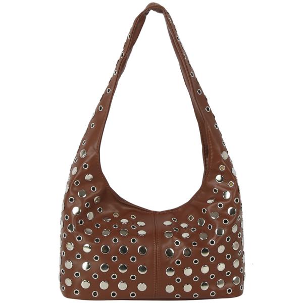 CHIC STUDDED DESIGN SHOULDER BAG