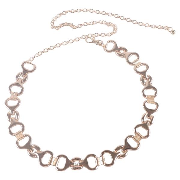 METAL RIBBED DOUBLE D RING LINK CHAIN BELT