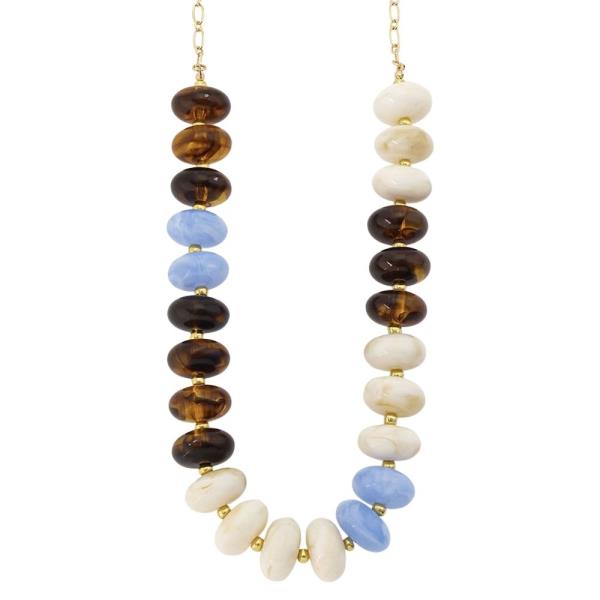 MARBLED RONDELLE BEAD METAL SPACER NECKLACE