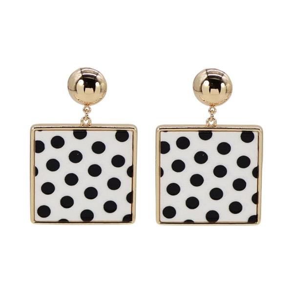 TWO TONE METAL BEADED FRAME OVAL DROP EARRING
