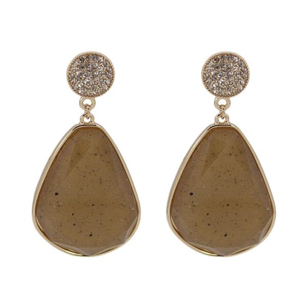 RHINESTONE PAVE FACETED TEARDROP DROP EARRING