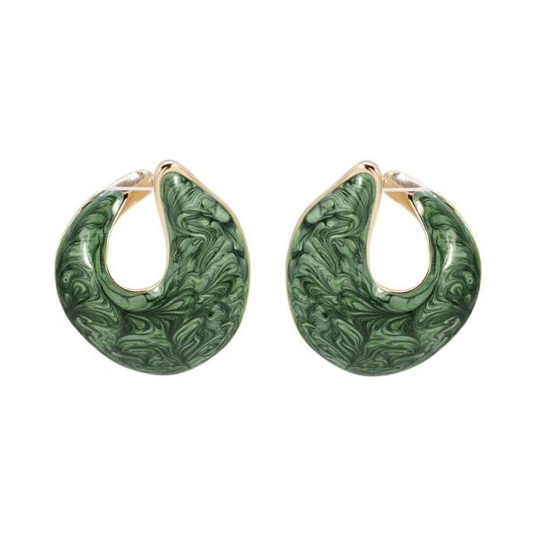 MARBLED PUFFY TEARDROP HOOP EARRING EPOXY