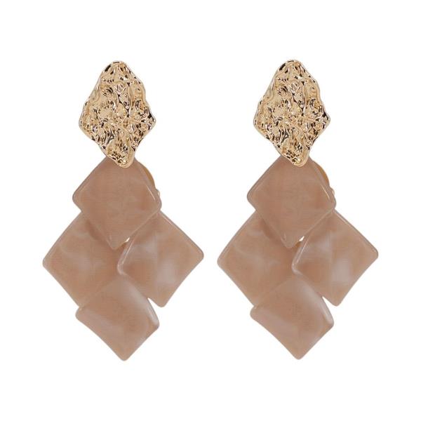 METAL HAMMERED SQUARE CLUSTER DROP EARRING