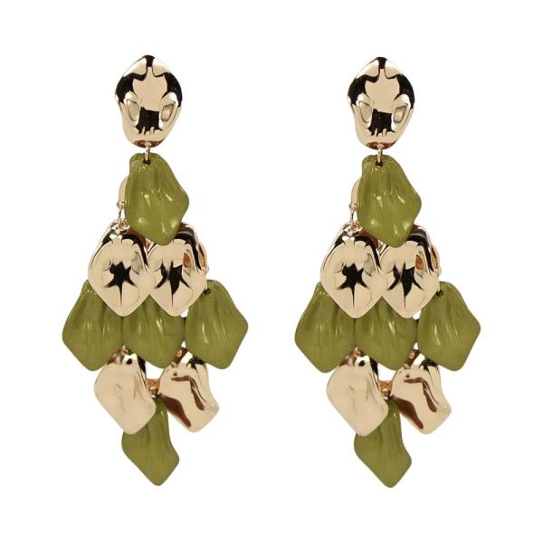 METAL PETAL CLUSTER DROP EARRING