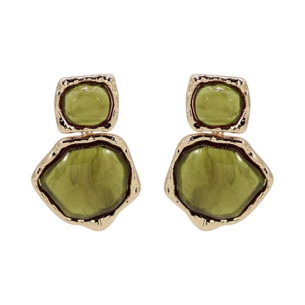 METAL FRAME DOUBLE GEOMETRIC DROP EARRING