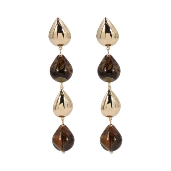 PUFFY TEARDROP BEAD LONG DROP EARRING