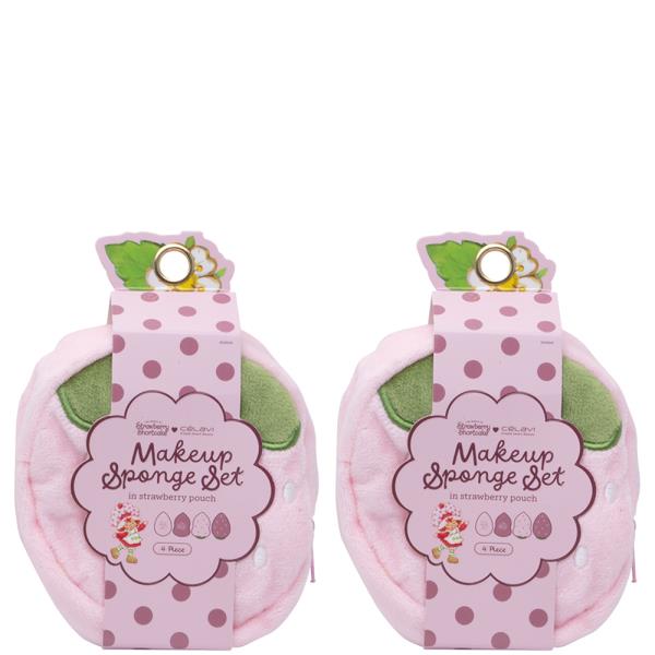 CELAVI X STRAWBERRY SHORTCAKE MAKEUP SPONGE SET W STRAWBERRY POUCH (2 UNITS)
