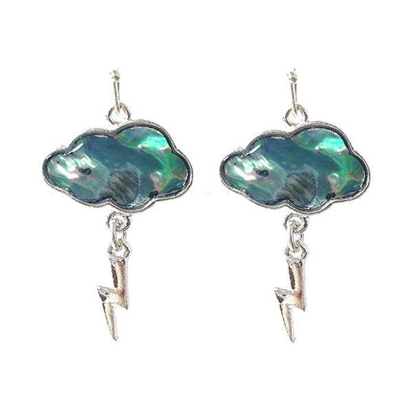 METAL SHELL CLOUD LIGHTNING BOLT DROP EARRING