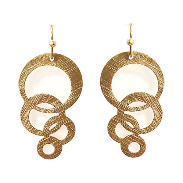 BRASS GRADUATED OPEN CIRCLE LINK DROP EARRING