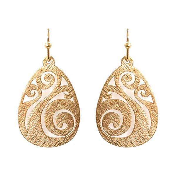 BRASS SWIRL TEARDROP DANGLE EARRING BRASS
