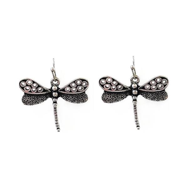 METAL DRAGONFLY DANGLE EARRING