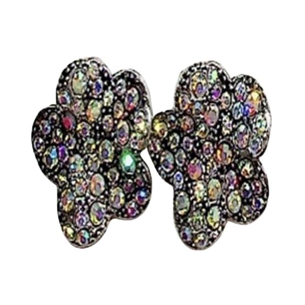 RHINESTONE CRYSTAL STONE FLOWER STUD EARRING