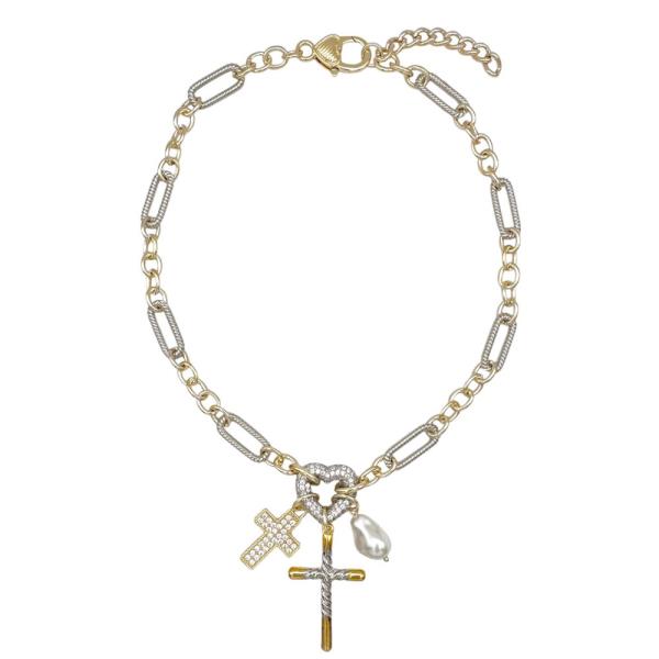 CZ Cross Charm Bracelet