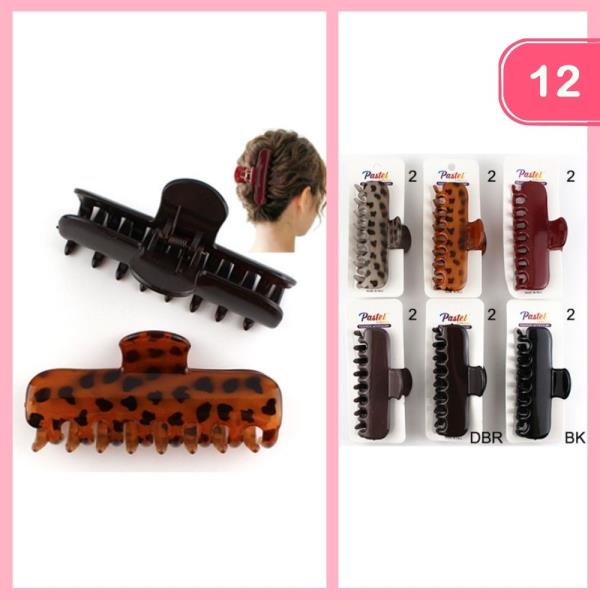 Leopard Pattern Hair Claw Clip (12 Units)