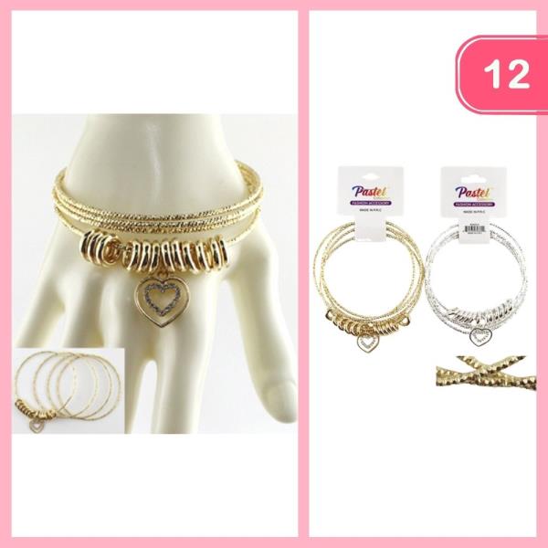 Heart Charm Stackable Bracelet (12 Units)