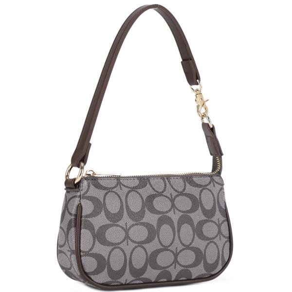 OVAL MONOGRAM PRINT TEXTURE SHOULDER BAG