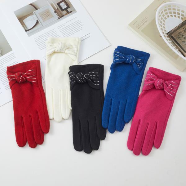 SPARKLE BOW KNIT GLOVES