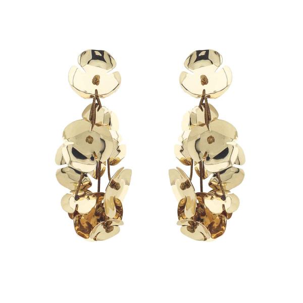 METAL FLOWER PETAL CLUSTER DROP EARRING