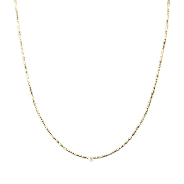 METAL BEAD SINGLE PEARL NECKLACE