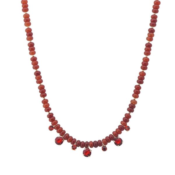 Bead Round Crystal Stone Multi Charm Necklace
