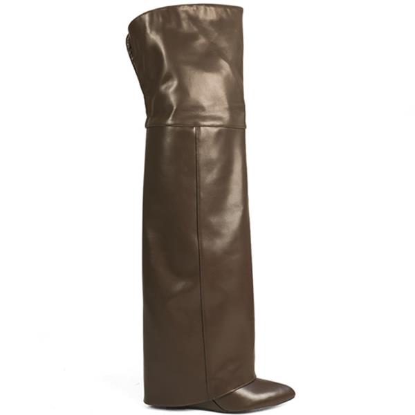 THIGH HIGH WEDGE BOOTS