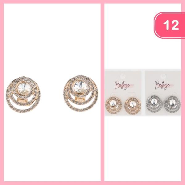 Layered Rhinestone Post Earring (12 Units)