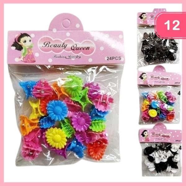 Flower Mini Hair Claw Clip (12 Units)