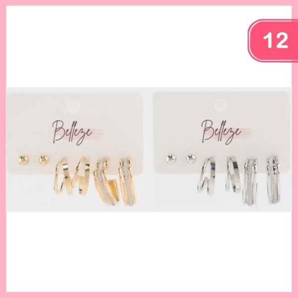 Two Tone Hoop Earring Set (12 Units)
