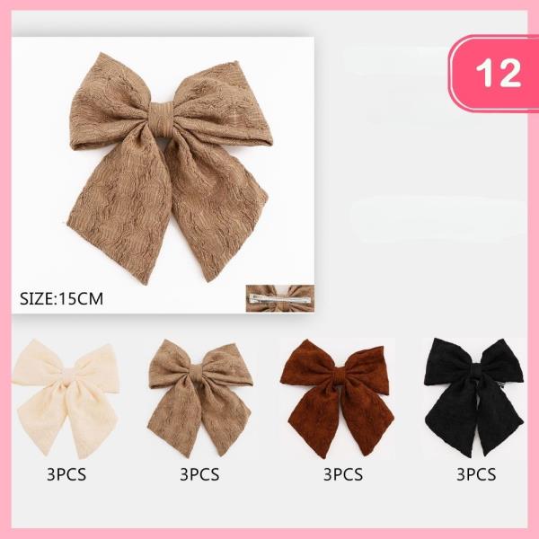 Textured Fabric Hair Bow (12 Units)