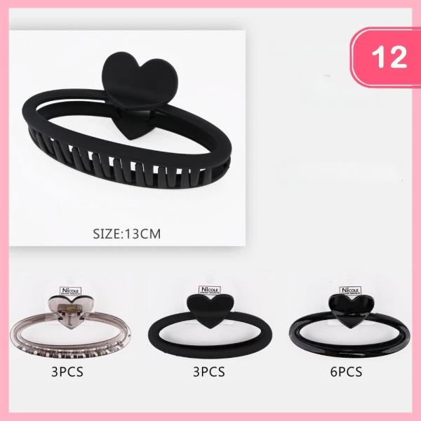 HEART HAIR CLAW CLIP (12 UNITS)