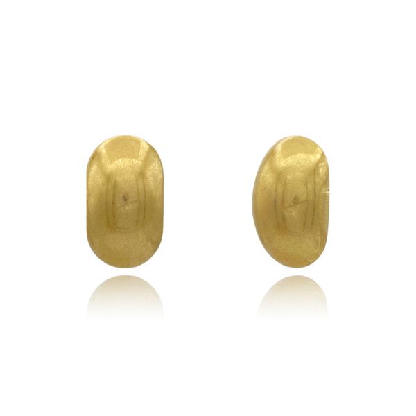 Hammered Metal Domed Oval Clip on Stud Earring