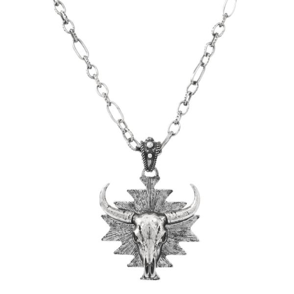 Western Steer Head Pendant Necklace