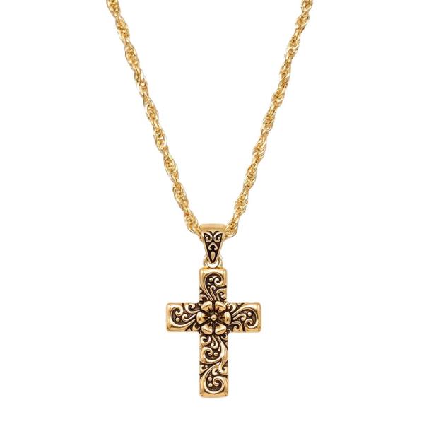 Floral Cross Pendant Necklace